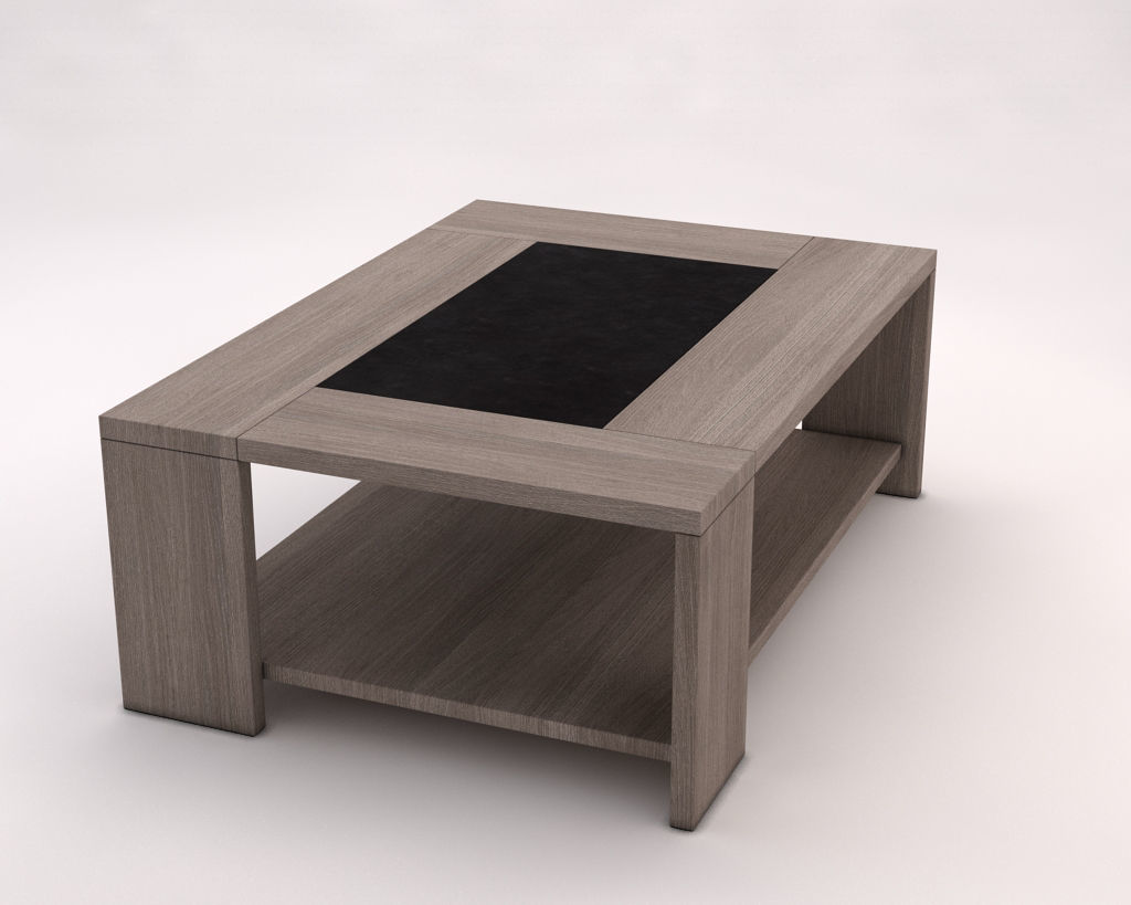 LOUNGE TABLE---Double support in wood and concrete 3D model_5