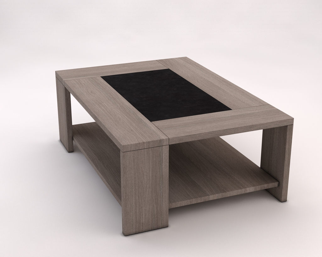 LOUNGE TABLE---Double support in wood and concrete 3D model_8