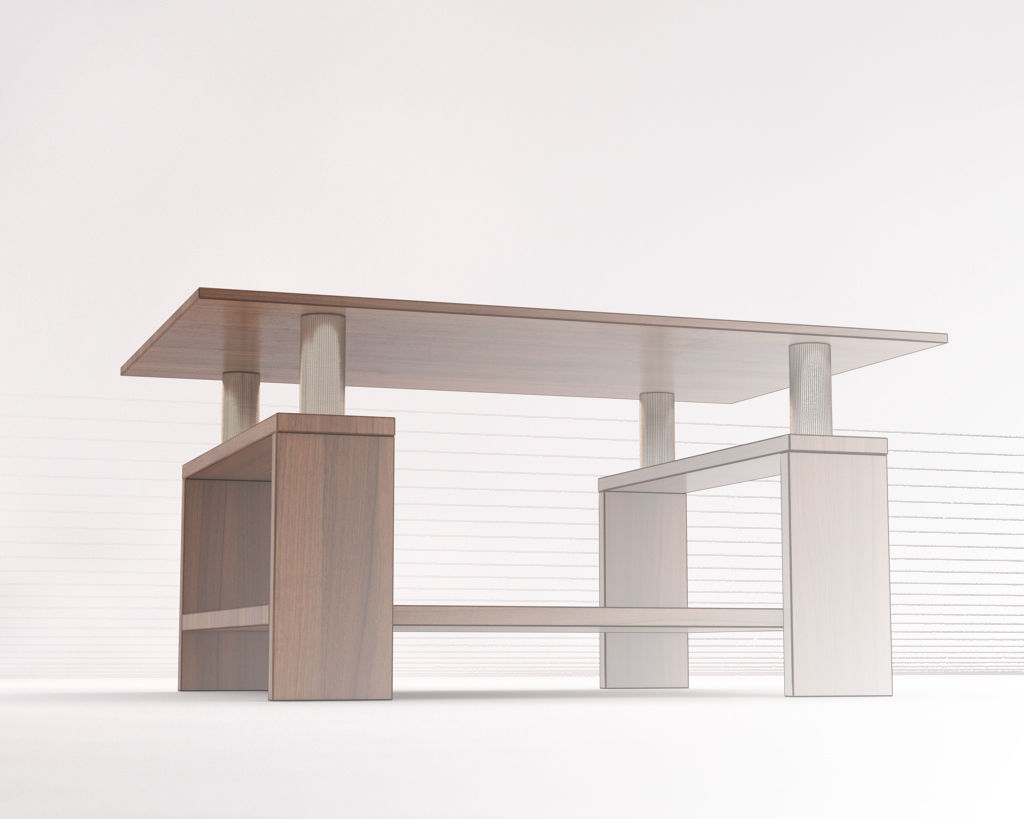 LOUNGE TABLE---Double support in wood and chrome 3D model_18