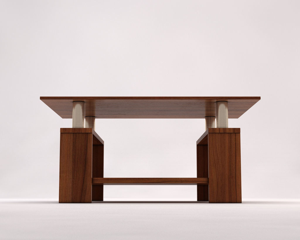 LOUNGE TABLE---Double support in wood and chrome 3D model_16