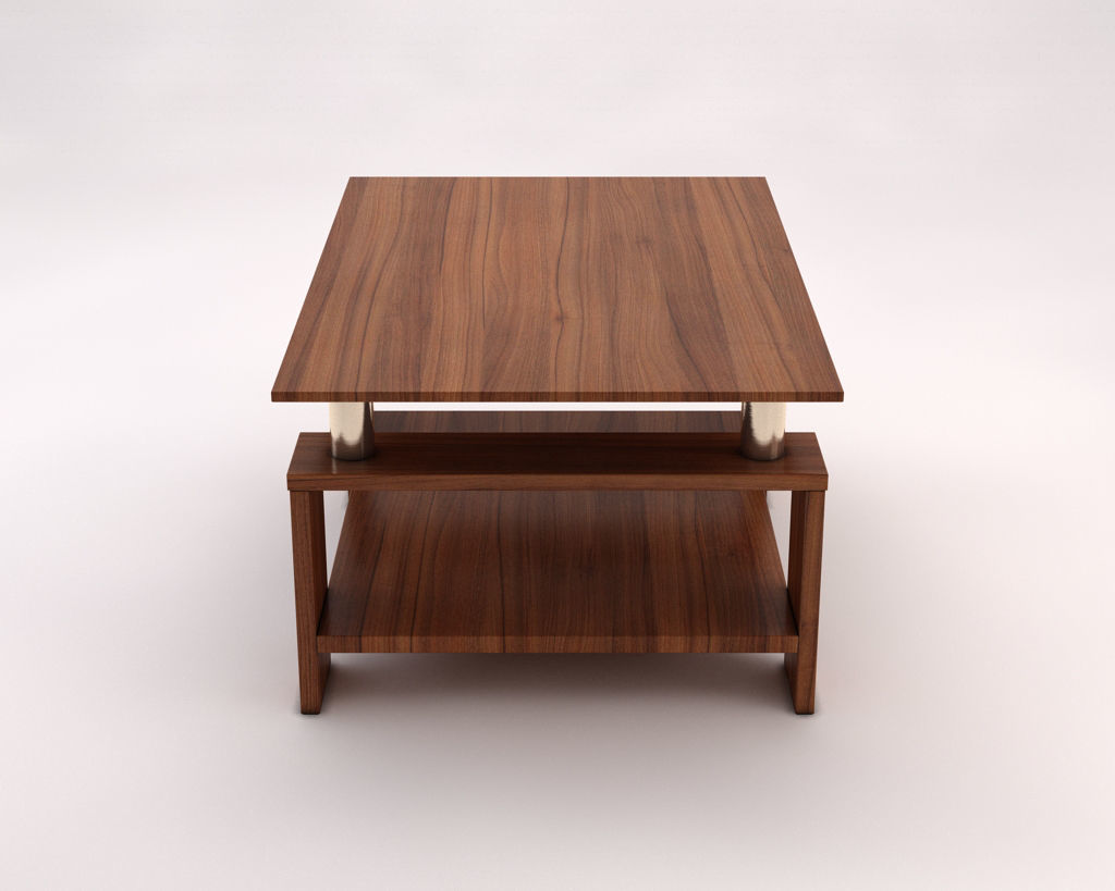 LOUNGE TABLE---Double support in wood and chrome 3D model_6