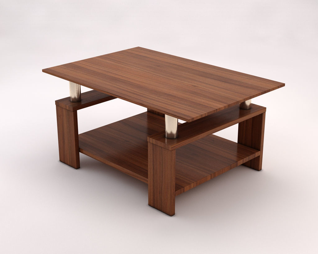 LOUNGE TABLE---Double support in wood and chrome 3D model_9