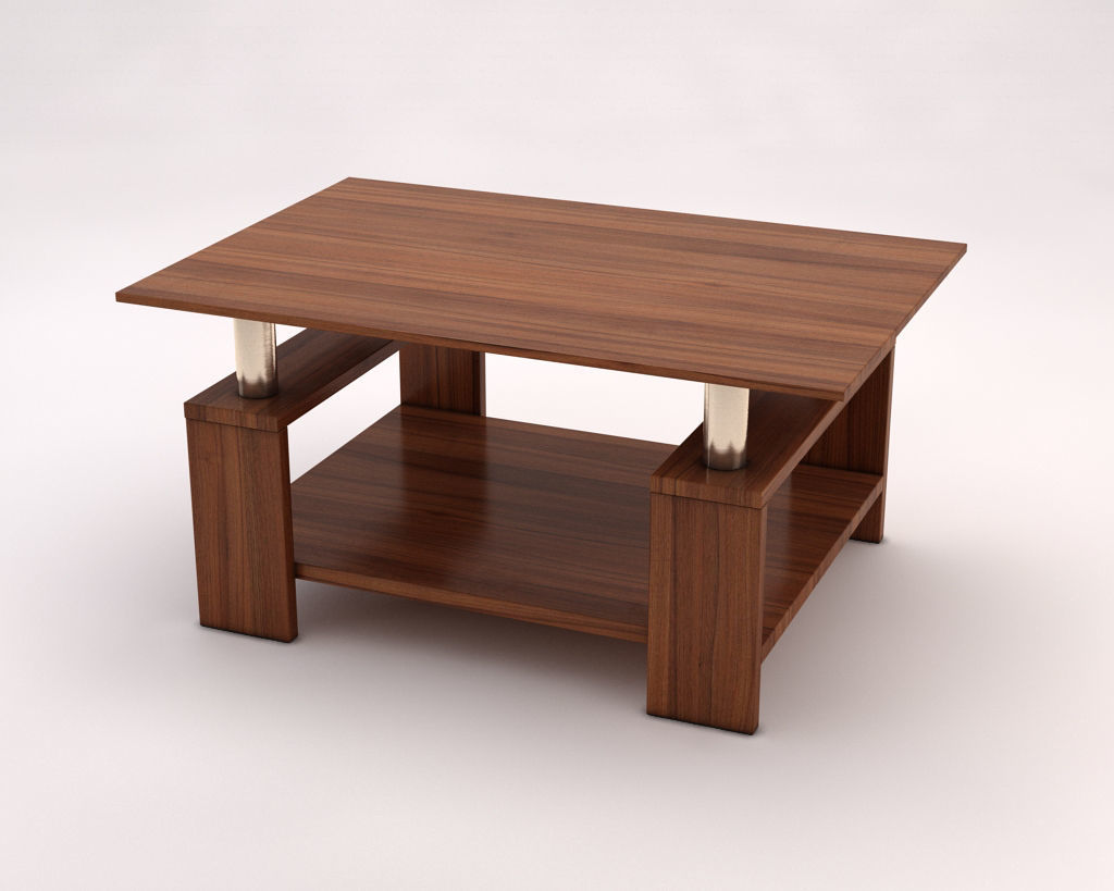 LOUNGE TABLE---Double support in wood and chrome 3D model_10