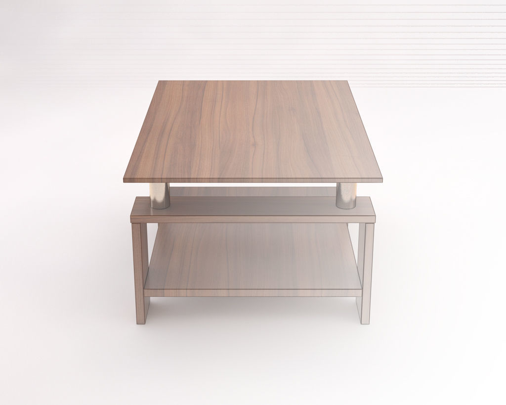 LOUNGE TABLE---Double support in wood and chrome 3D model_7
