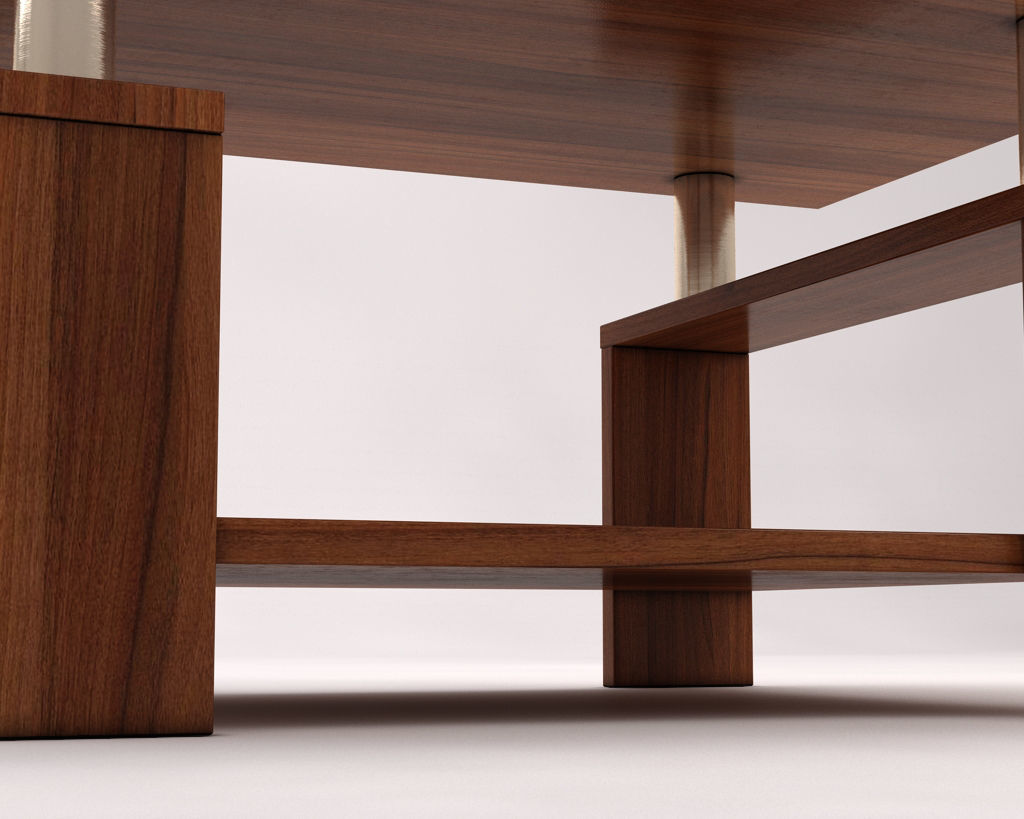 LOUNGE TABLE---Double support in wood and chrome 3D model_19