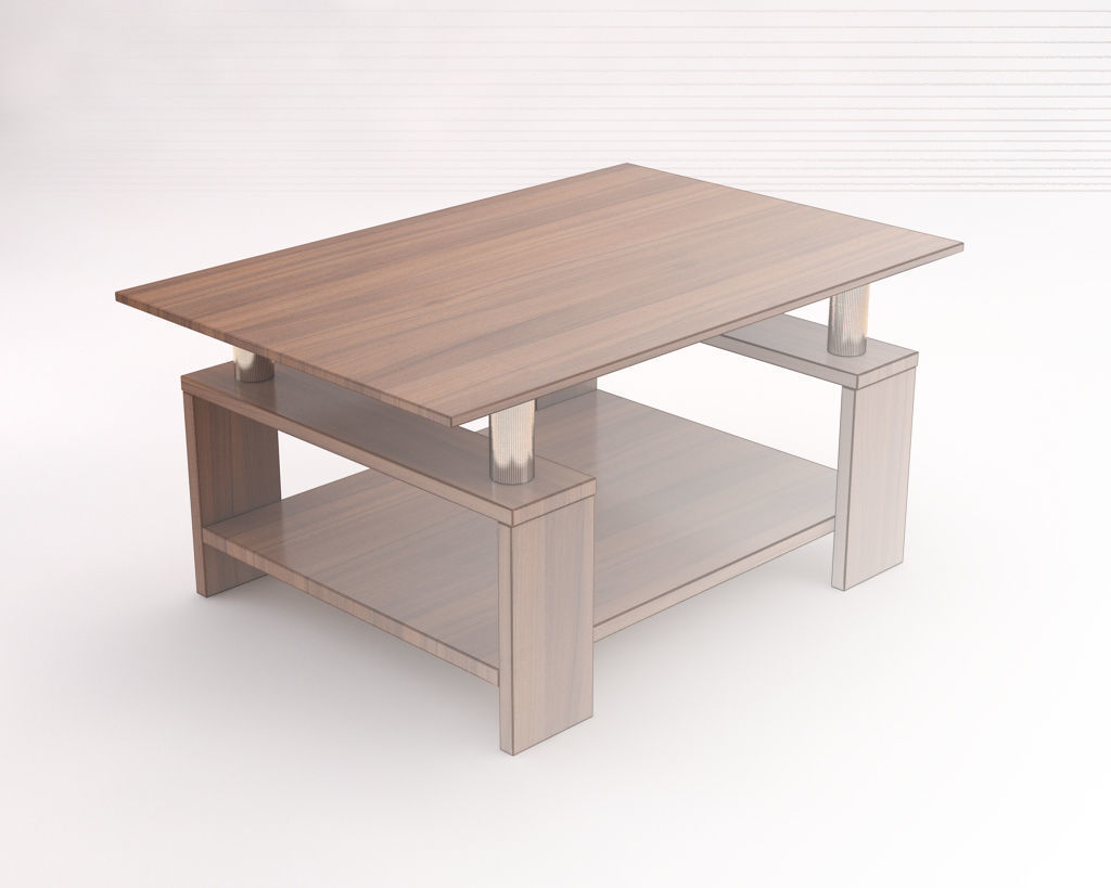 LOUNGE TABLE---Double support in wood and chrome 3D model_3