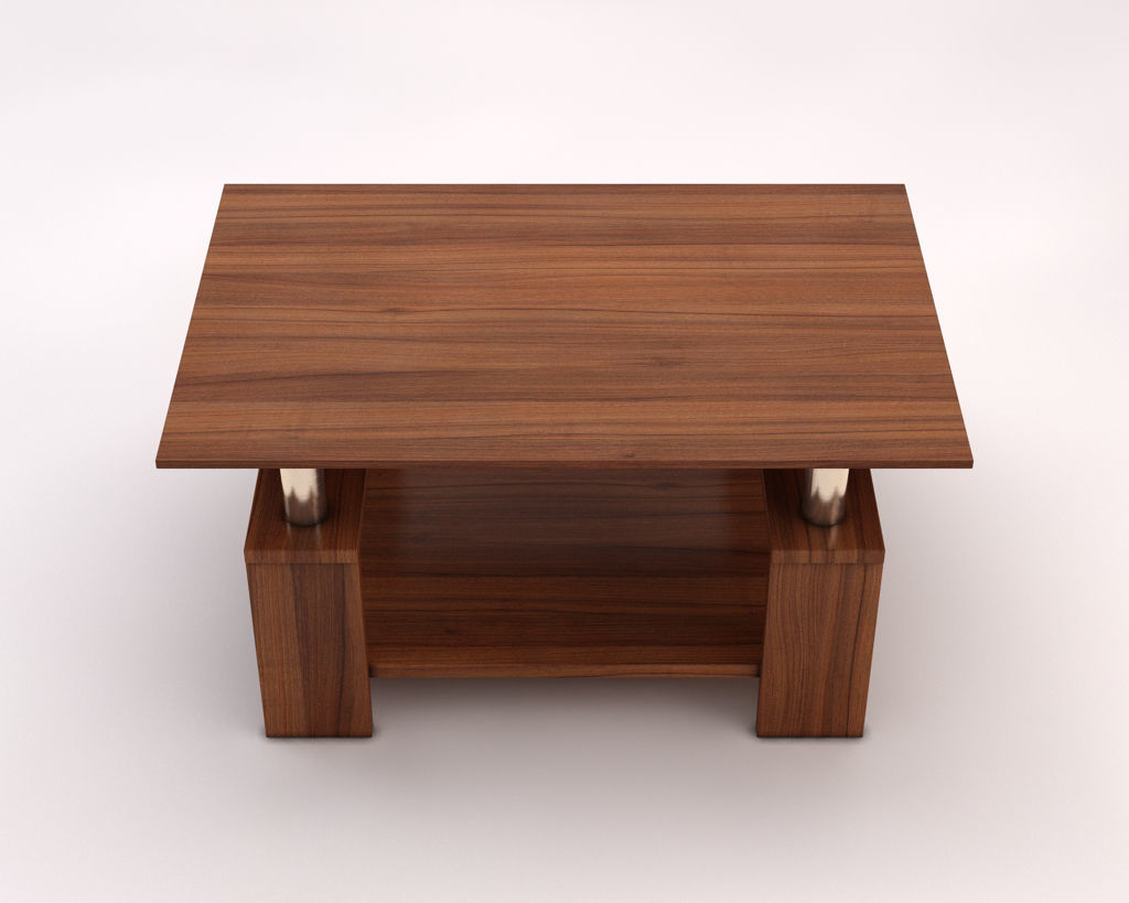 LOUNGE TABLE---Double support in wood and chrome 3D model_12