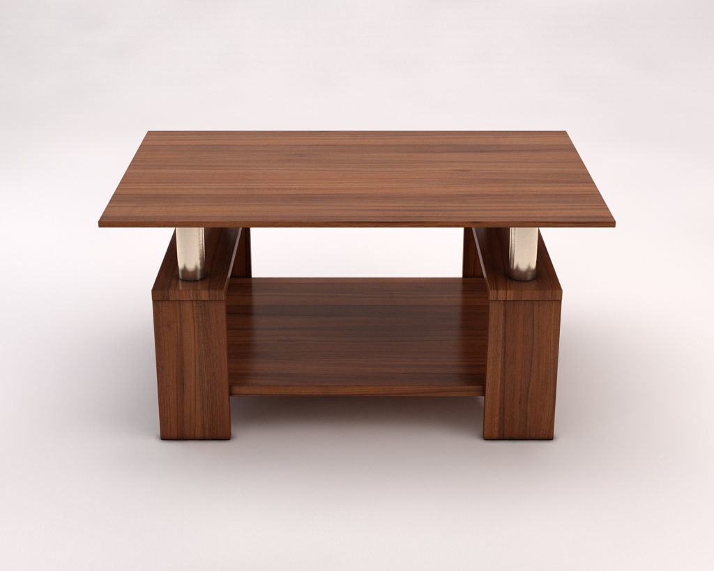 LOUNGE TABLE---Double support in wood and chrome 3D model_11