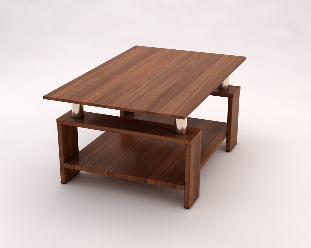 LOUNGE TABLE---Double support in wood and chrome 3D model_5