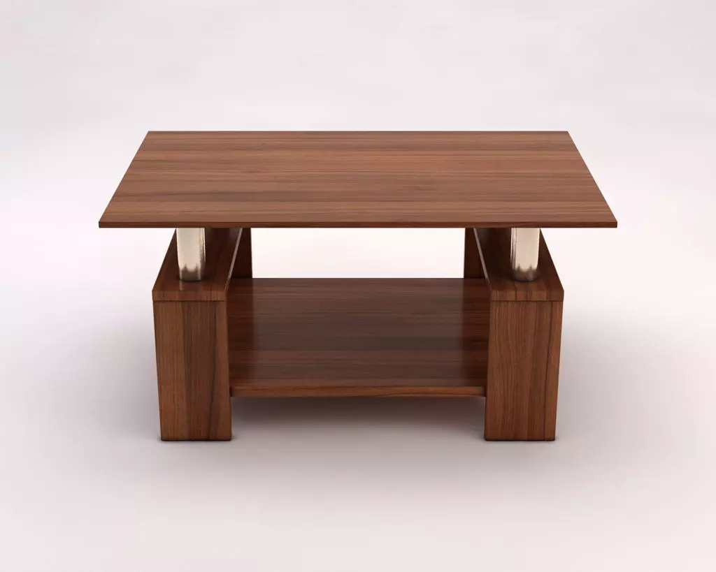 LOUNGE TABLE---Double support in wood and chrome 3D model_0