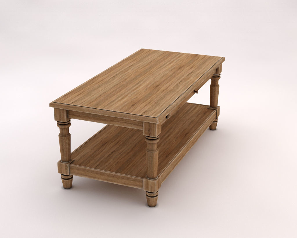 LOUNGE TABLE---Double rectangular support and carved legs 3D model_5