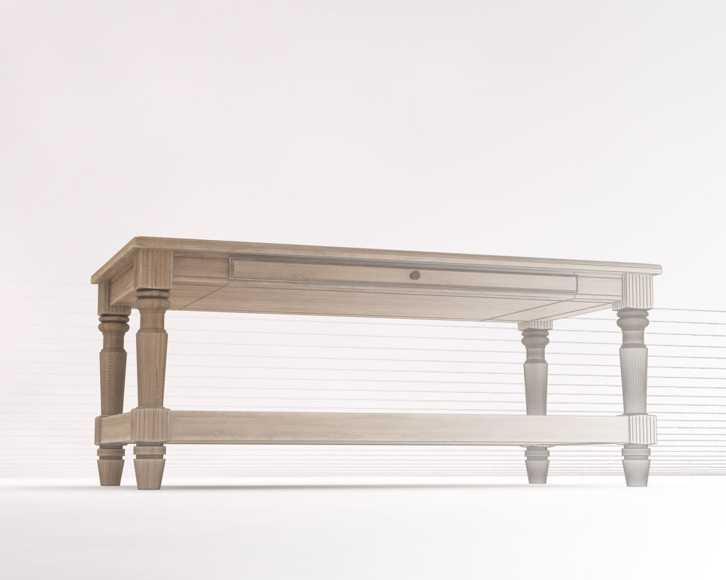 LOUNGE TABLE---Double rectangular support and carved legs 3D model_19