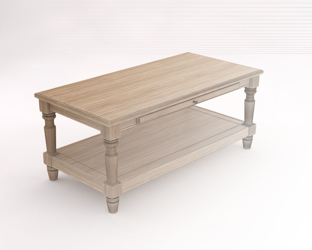 LOUNGE TABLE---Double rectangular support and carved legs 3D model_4