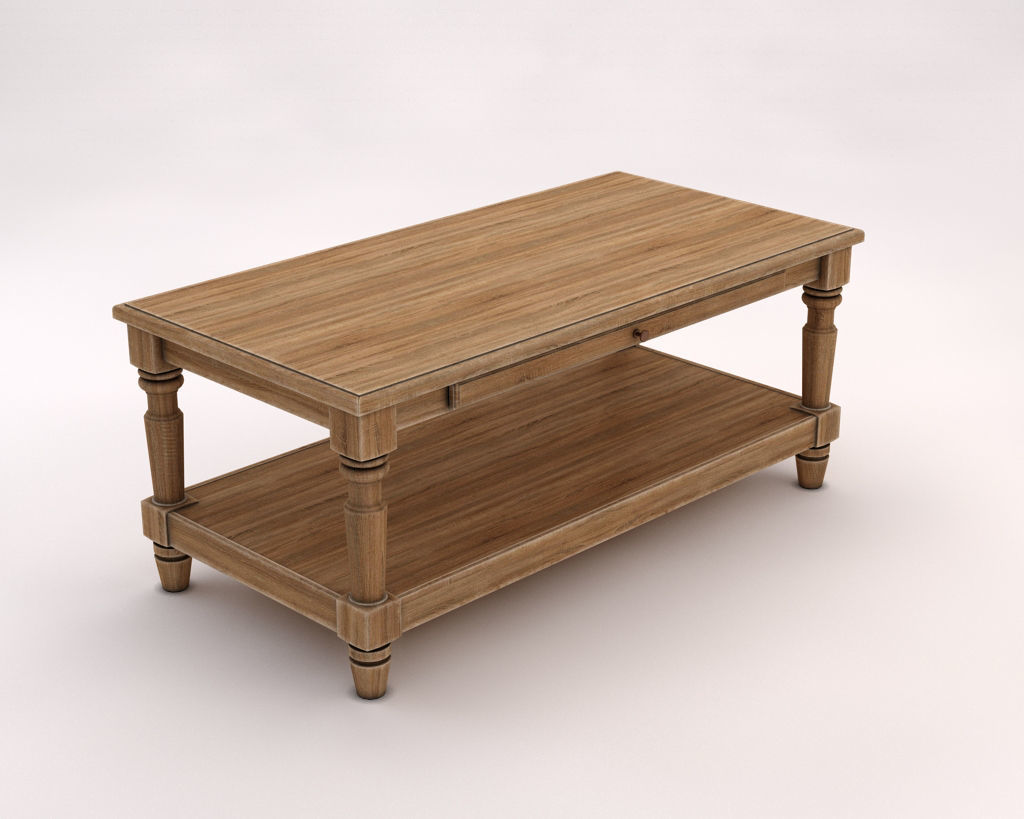 LOUNGE TABLE---Double rectangular support and carved legs 3D model_3