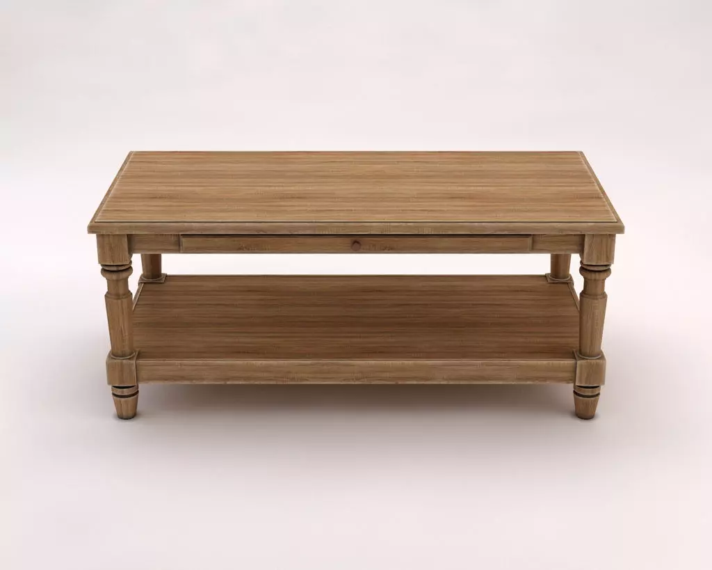 LOUNGE TABLE---Double rectangular support and carved legs 3D model_0