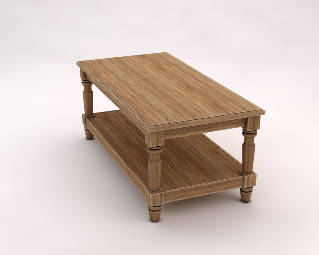 LOUNGE TABLE---Double rectangular support and carved legs 3D model_8