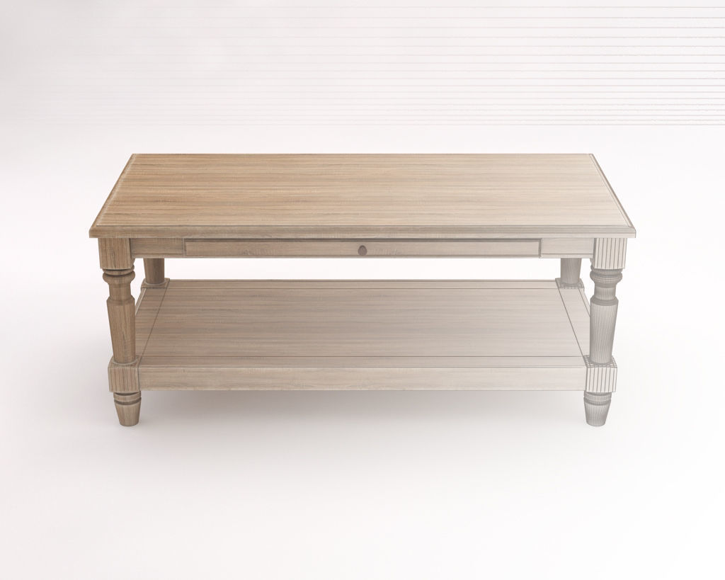 LOUNGE TABLE---Double rectangular support and carved legs 3D model_1