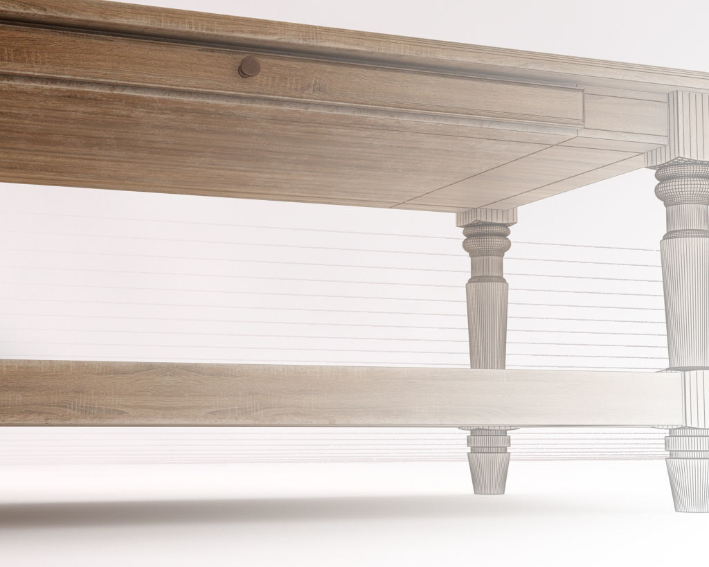 LOUNGE TABLE---Double rectangular support and carved legs 3D model_21