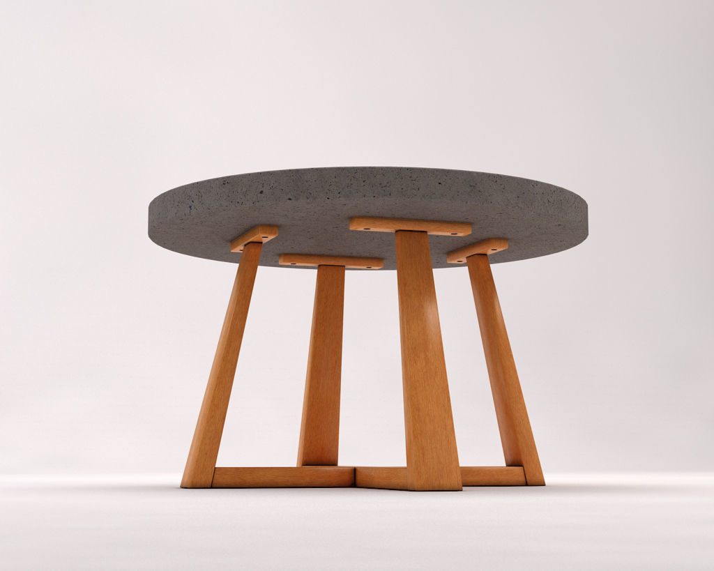 LOUNGE TABLE---Support in concrete and crossed legs in wood 3D model_16
