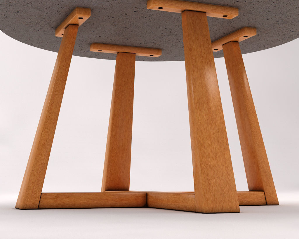 LOUNGE TABLE---Support in concrete and crossed legs in wood 3D model_18