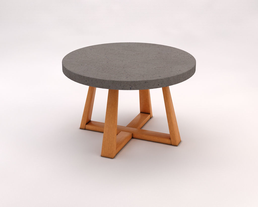 LOUNGE TABLE---Support in concrete and crossed legs in wood 3D model_5