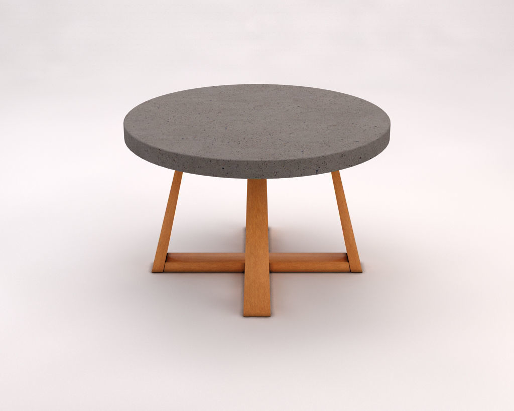 LOUNGE TABLE---Support in concrete and crossed legs in wood 3D model_6