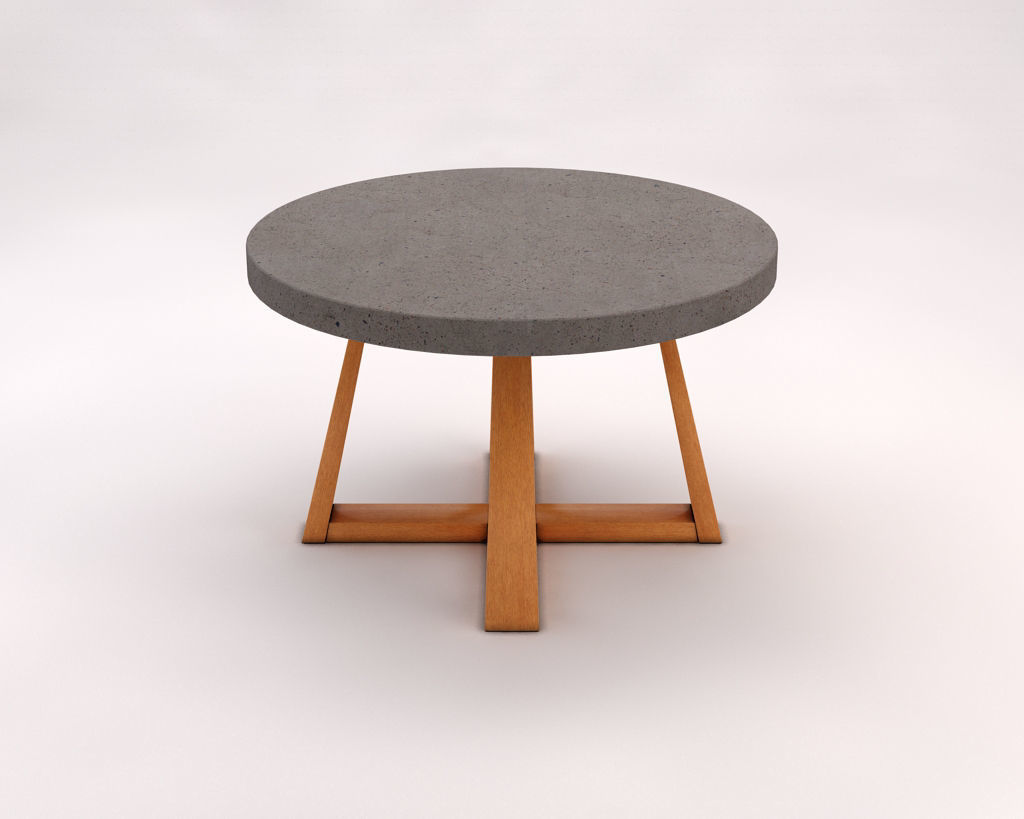 LOUNGE TABLE---Support in concrete and crossed legs in wood 3D model_10