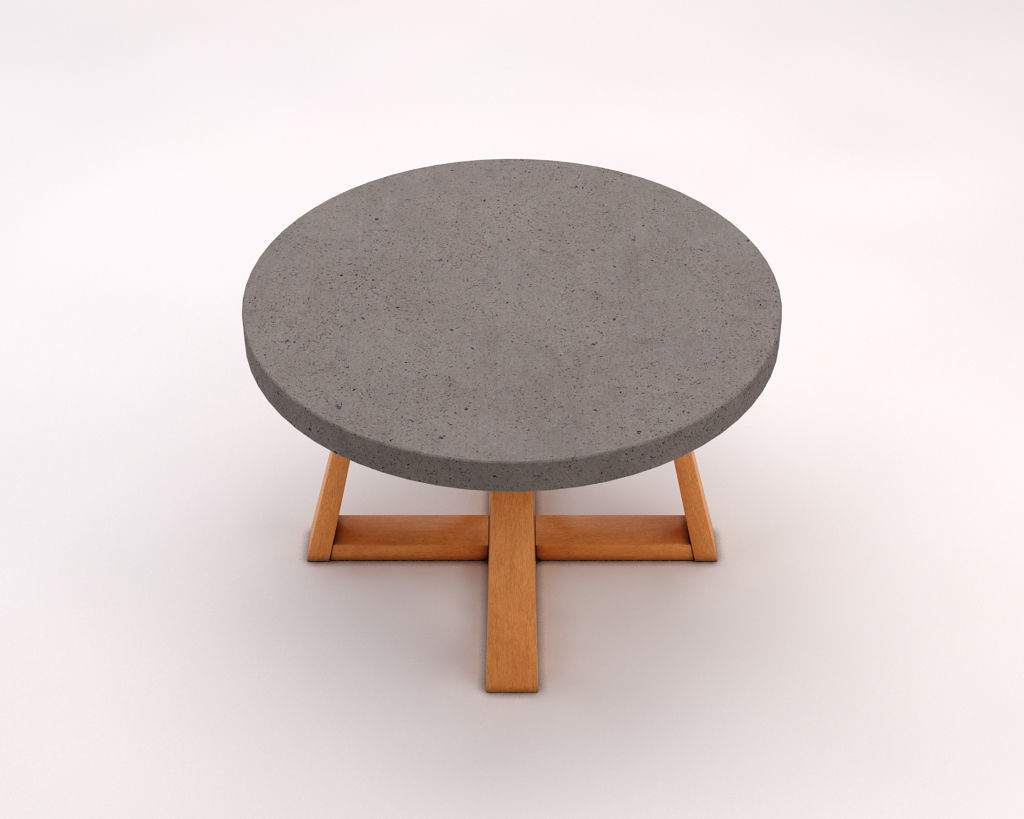 LOUNGE TABLE---Support in concrete and crossed legs in wood 3D model_11