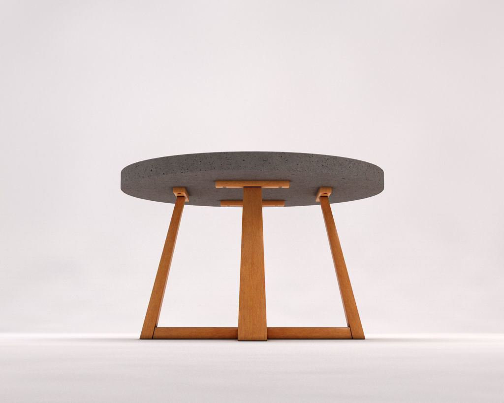 LOUNGE TABLE---Support in concrete and crossed legs in wood 3D model_15