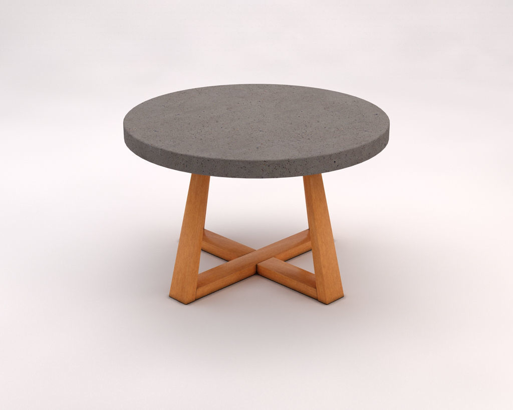 LOUNGE TABLE---Support in concrete and crossed legs in wood 3D model_8