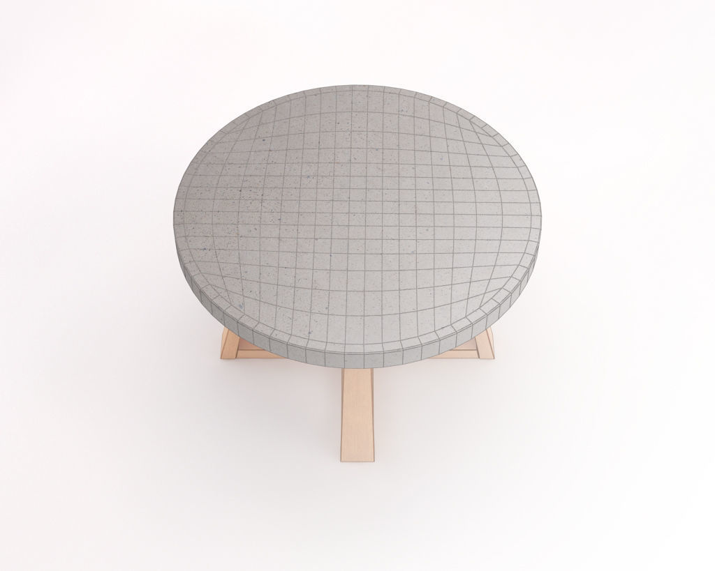 LOUNGE TABLE---Support in concrete and crossed legs in wood 3D model_13