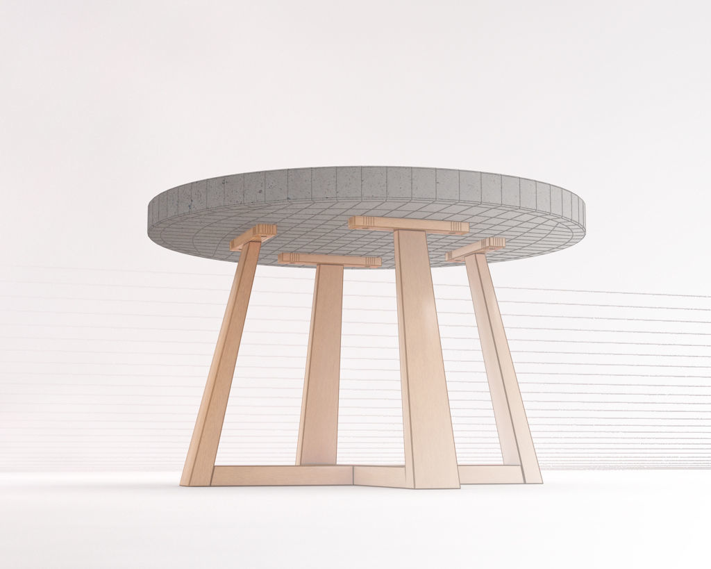 LOUNGE TABLE---Support in concrete and crossed legs in wood 3D model_17