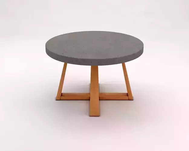 LOUNGE TABLE---Support in concrete and crossed legs in wood 3D model