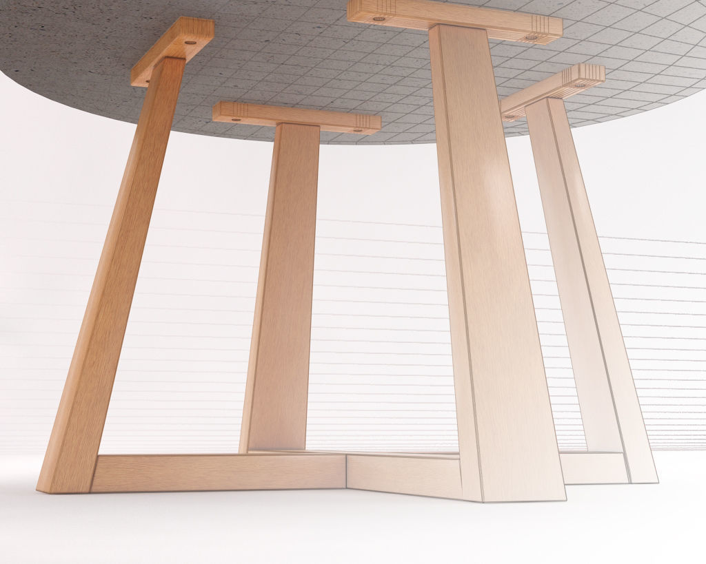 LOUNGE TABLE---Support in concrete and crossed legs in wood 3D model_19