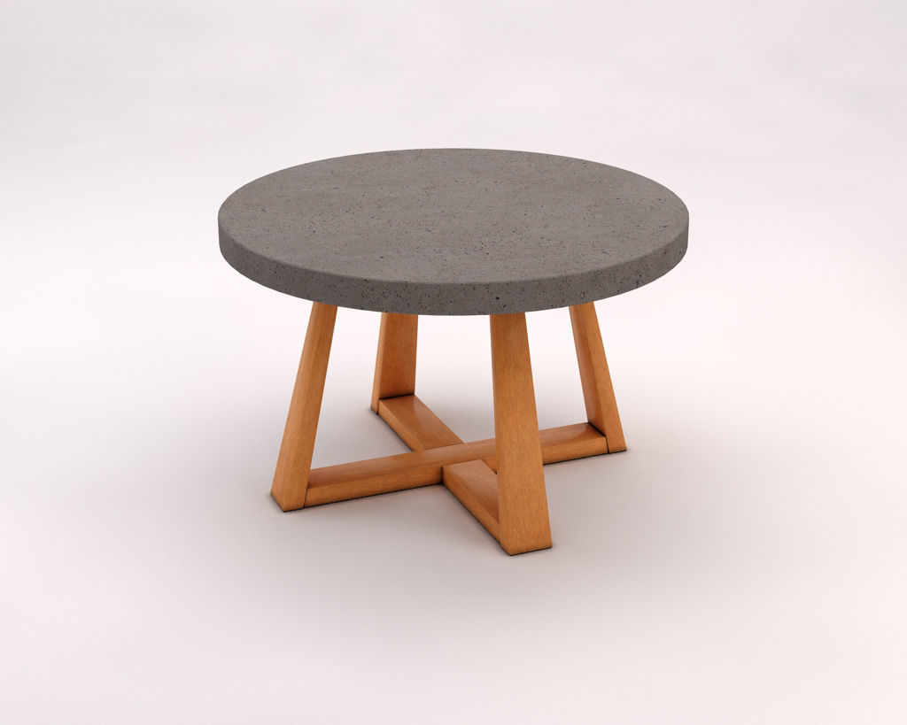 LOUNGE TABLE---Support in concrete and crossed legs in wood 3D model_7