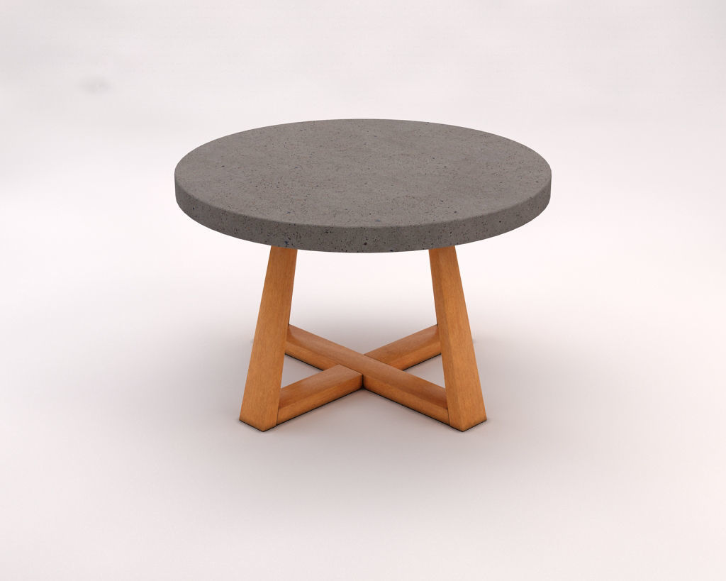 LOUNGE TABLE---Support in concrete and crossed legs in wood 3D model_3