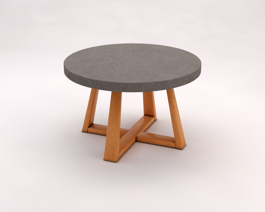 LOUNGE TABLE---Support in concrete and crossed legs in wood 3D model_9