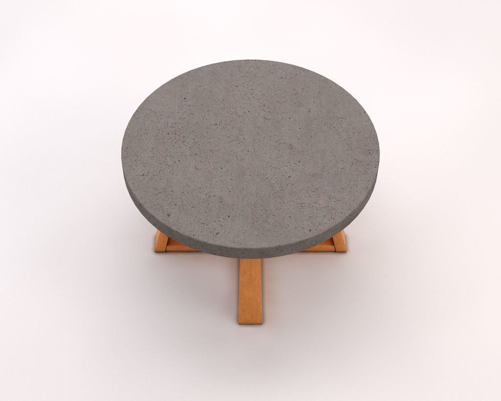 LOUNGE TABLE---Support in concrete and crossed legs in wood 3D model_12