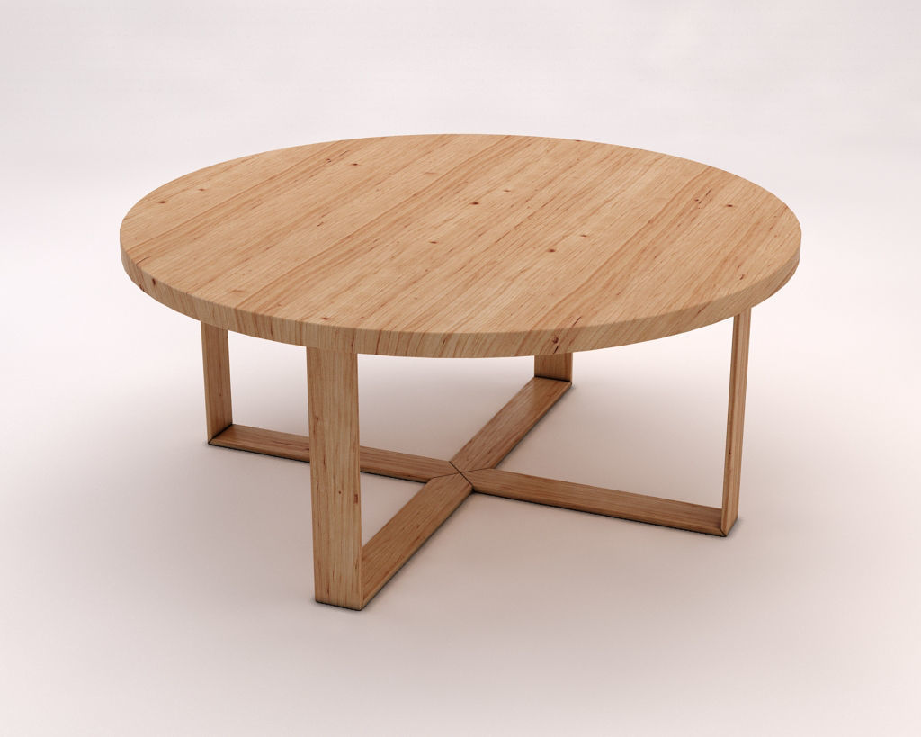 LOUNGE TABLE---Round table and crossed legs in wood 3D model_5