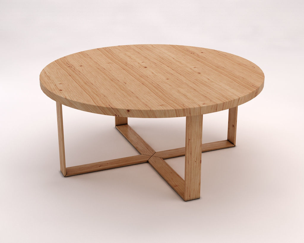 LOUNGE TABLE---Round table and crossed legs in wood 3D model_7