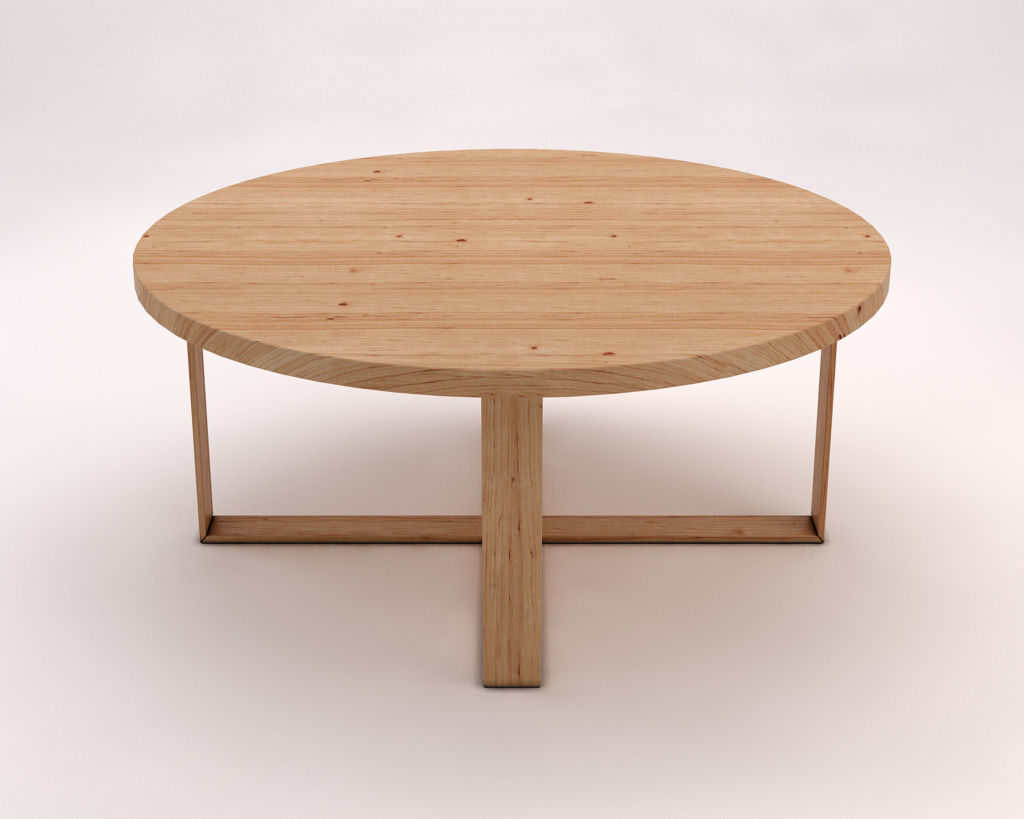 LOUNGE TABLE---Round table and crossed legs in wood 3D model_10