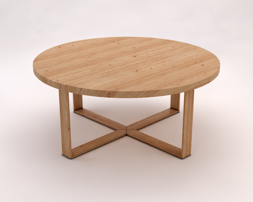 LOUNGE TABLE---Round table and crossed legs in wood 3D model_3