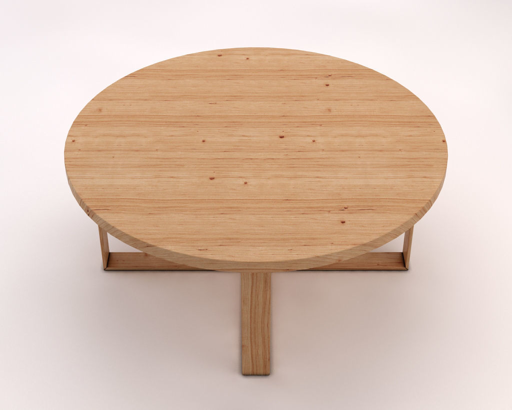LOUNGE TABLE---Round table and crossed legs in wood 3D model_11