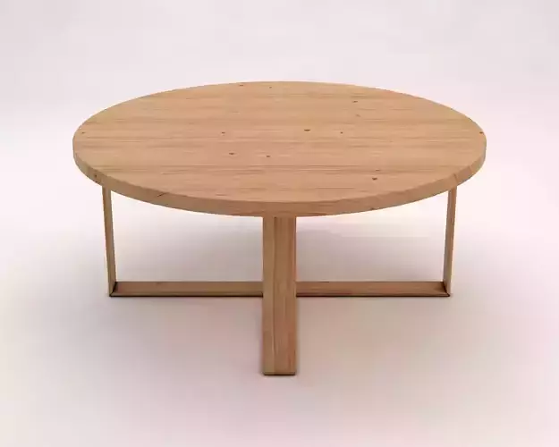 LOUNGE TABLE---Round table and crossed legs in wood 3D model