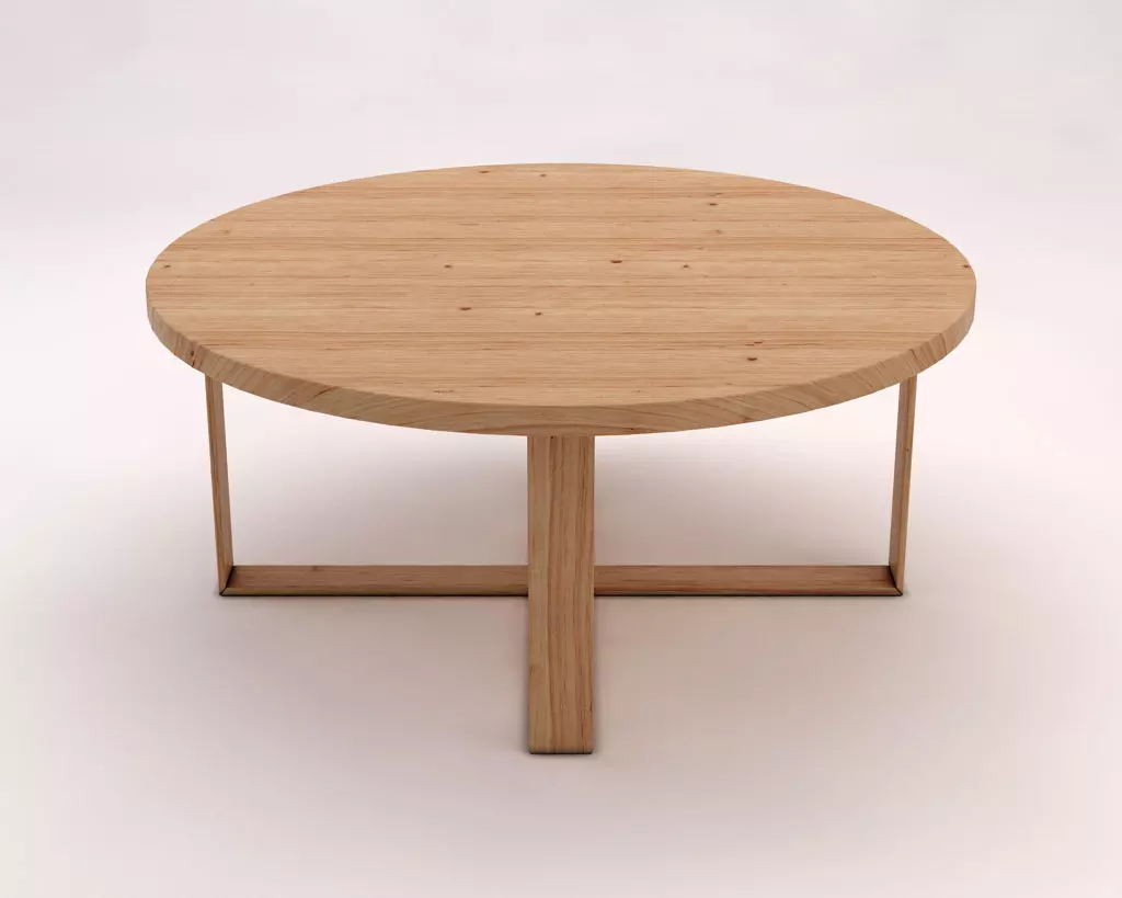 LOUNGE TABLE---Round table and crossed legs in wood 3D model_0