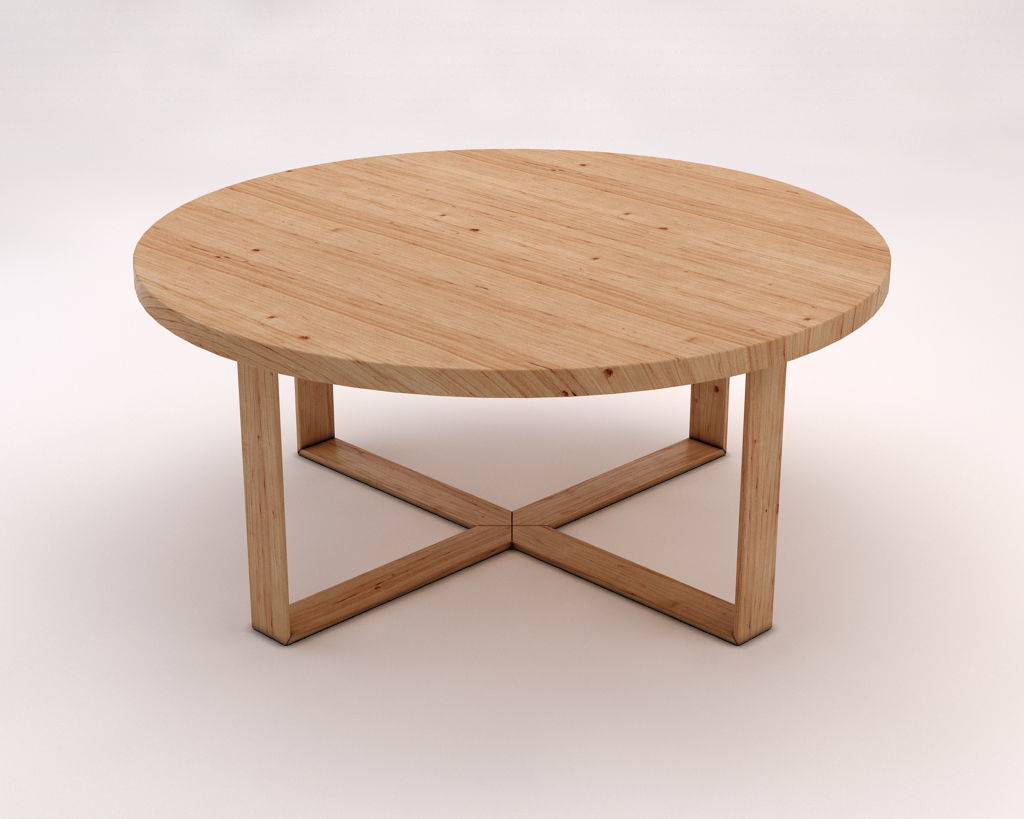 LOUNGE TABLE---Round table and crossed legs in wood 3D model_8