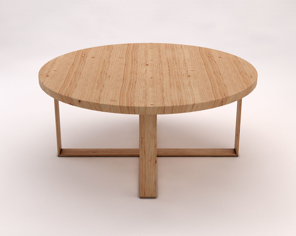 LOUNGE TABLE---Round table and crossed legs in wood 3D model_6