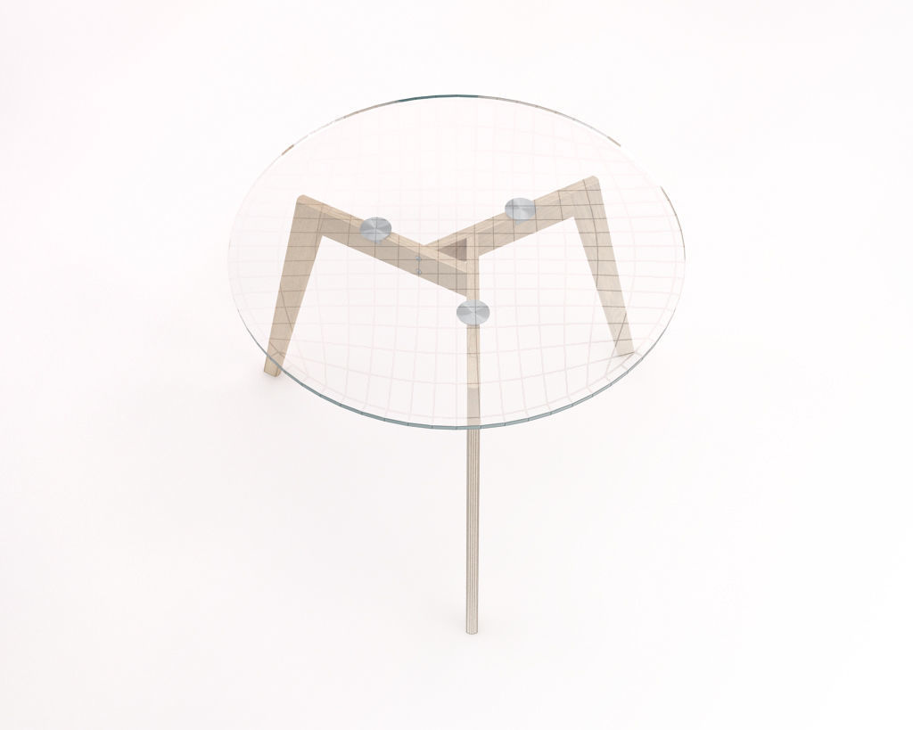 LOUNGE TABLE---Tripod and glass tray 3D model_13