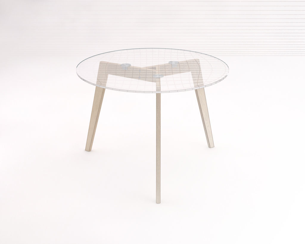 LOUNGE TABLE---Tripod and glass tray 3D model_1