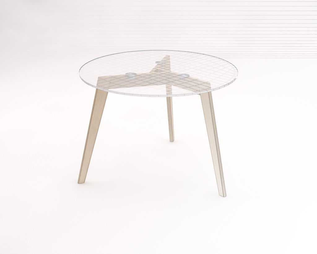 LOUNGE TABLE---Tripod and glass tray 3D model_4